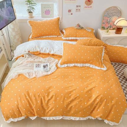 91家纺网 家纺一手货源 找家纺 静家居 202440s全棉韩版四件套 点点深情