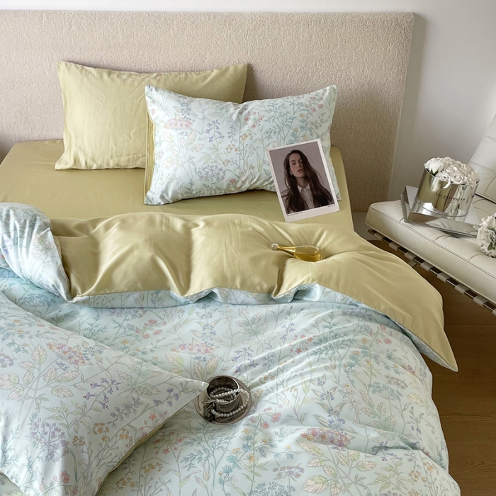 91家纺网 家纺一手货源 找家纺 千朵 2023新款莱赛尔纤维冰激凌系列四件套 （二） 花季