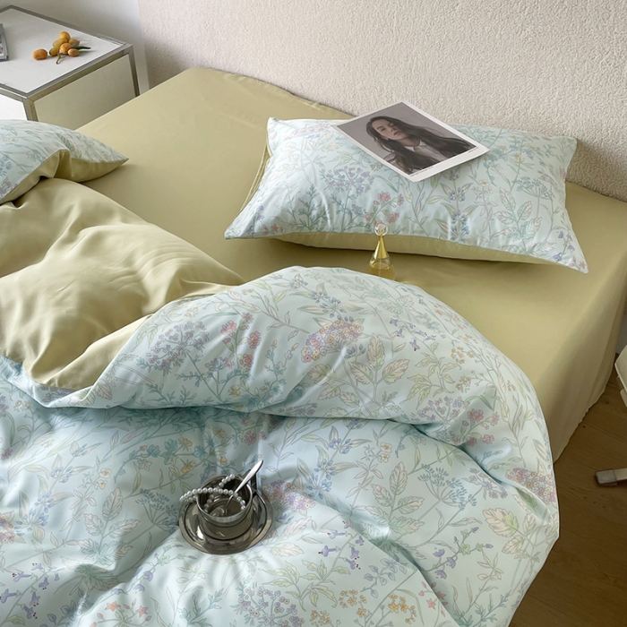 91家纺网 家纺一手货源 找家纺 千朵 2023新款莱赛尔纤维冰激凌系列四件套 （二） 花季