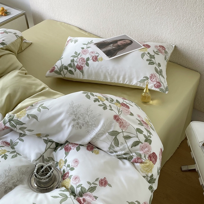 91家纺网 家纺一手货源 找家纺 千朵 2023新款莱赛尔纤维冰激凌系列四件套 （二） 曼茂