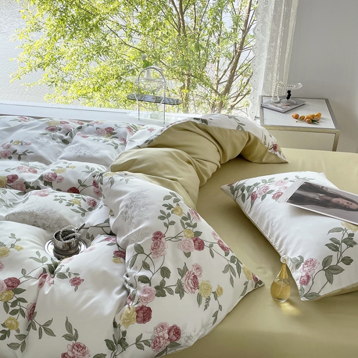 91家纺网 家纺一手货源 找家纺 千朵 2023新款莱赛尔纤维冰激凌系列四件套 （二） 曼茂