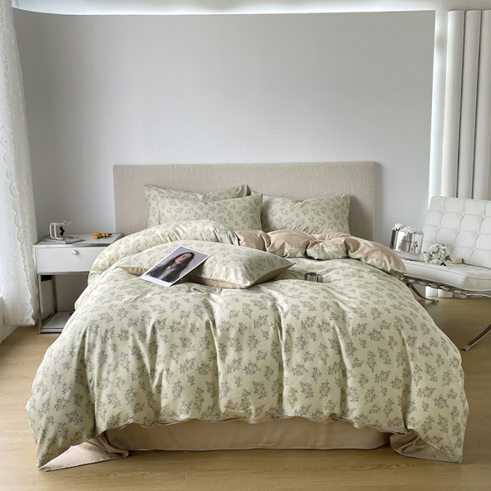 91家纺网 家纺一手货源 找家纺 千朵 2023新款莱赛尔纤维冰激凌系列四件套 （二） 柠染-绿