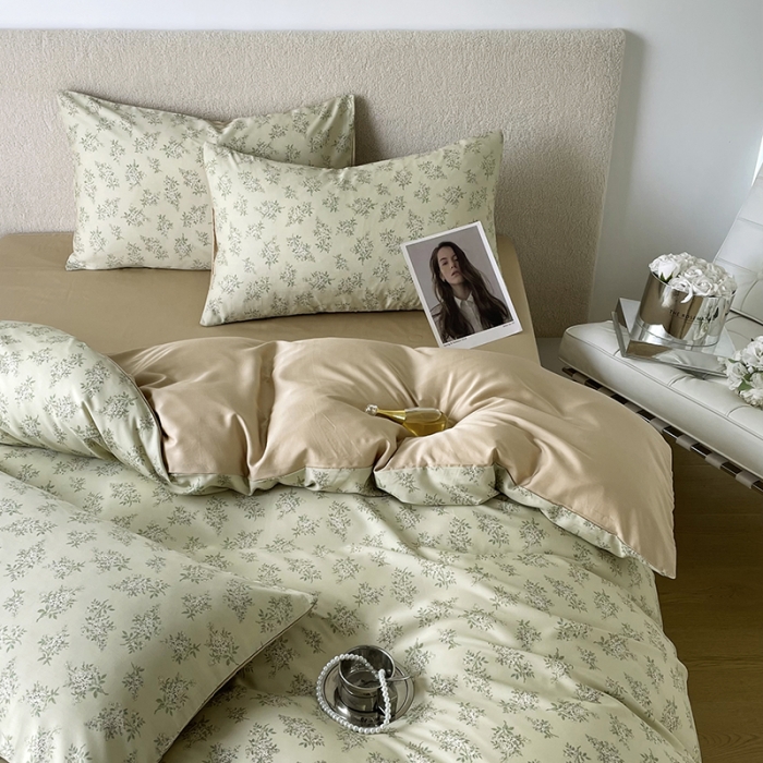 91家纺网 家纺一手货源 找家纺 千朵 2023新款莱赛尔纤维冰激凌系列四件套 （二） 柠染-绿