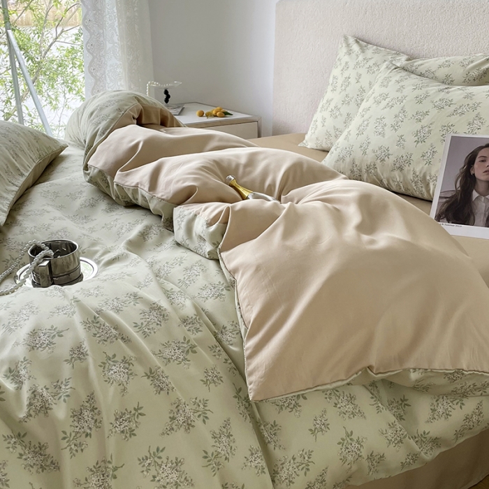 91家纺网 家纺一手货源 找家纺 千朵 2023新款莱赛尔纤维冰激凌系列四件套 （二） 柠染-绿