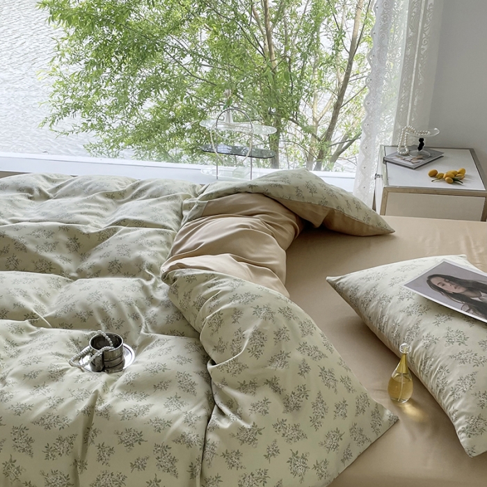 91家纺网 家纺一手货源 找家纺 千朵 2023新款莱赛尔纤维冰激凌系列四件套 （二） 柠染-绿