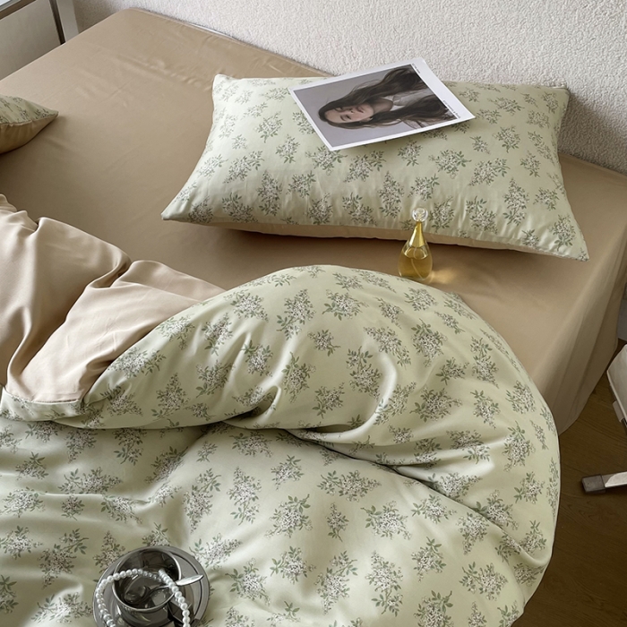 91家纺网 家纺一手货源 找家纺 千朵 2023新款莱赛尔纤维冰激凌系列四件套 （二） 柠染-绿