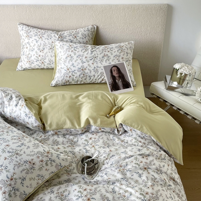 91家纺网 家纺一手货源 找家纺 千朵 2023新款莱赛尔纤维冰激凌系列四件套 （二） 蔷薇日记