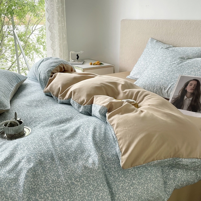 91家纺网 家纺一手货源 找家纺 千朵 2023新款莱赛尔纤维冰激凌系列四件套 （二） 小月叶