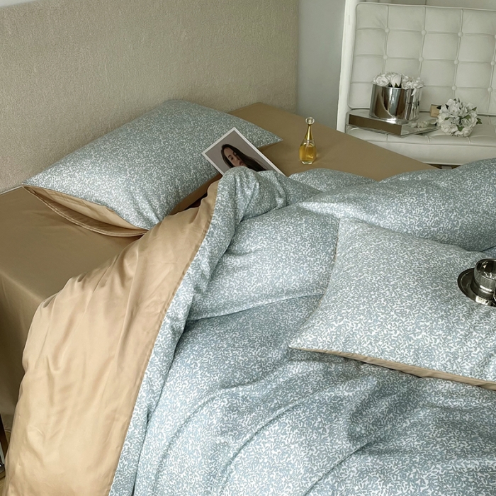 91家纺网 家纺一手货源 找家纺 千朵 2023新款莱赛尔纤维冰激凌系列四件套 （二） 小月叶