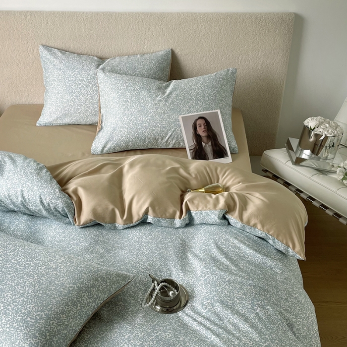 91家纺网 家纺一手货源 找家纺 千朵 2023新款莱赛尔纤维冰激凌系列四件套 （二） 小月叶