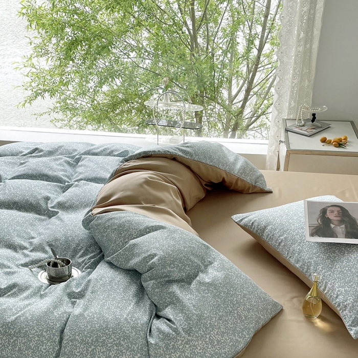 91家纺网 家纺一手货源 找家纺 千朵 2023新款莱赛尔纤维冰激凌系列四件套 （二） 小月叶