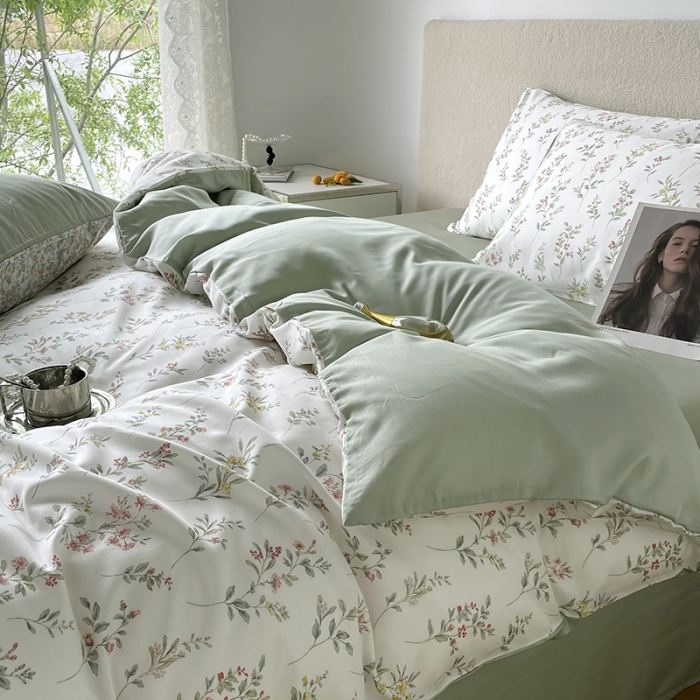 91家纺网 家纺一手货源 找家纺 千朵 2023新款莱赛尔纤维冰激凌系列四件套 （二） 伊恬