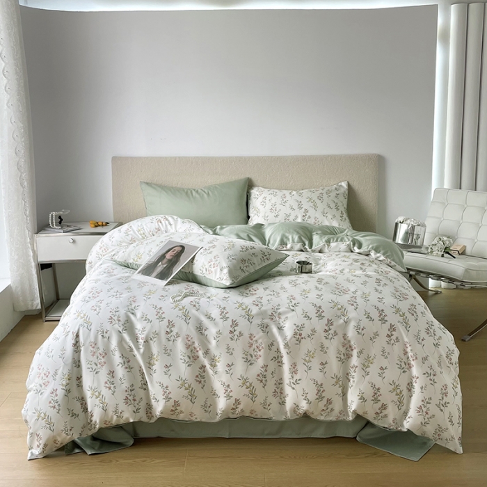 91家纺网 家纺一手货源 找家纺 千朵 2023新款莱赛尔纤维冰激凌系列四件套 （二） 伊恬