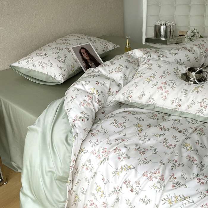 91家纺网 家纺一手货源 找家纺 千朵 2023新款莱赛尔纤维冰激凌系列四件套 （二） 伊恬