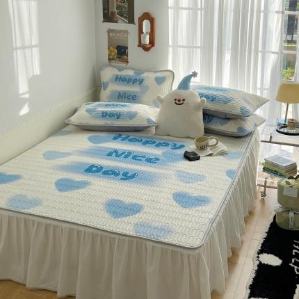 91家纺网 家纺一手货源 找家纺 （总）慕尚  2025新款凉感丝大版乳胶凉席床裙款床席款