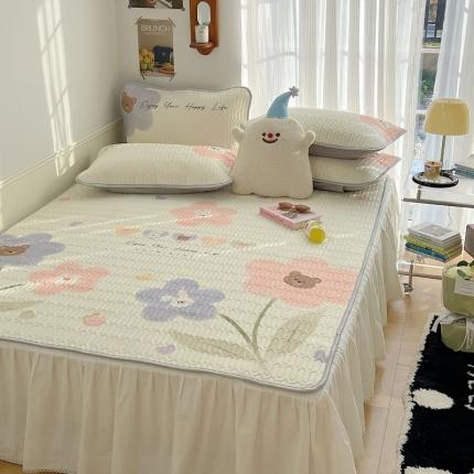 91家纺网 家纺一手货源 找家纺 （总）慕尚  2025新款凉感丝大版乳胶凉席床裙款床席款