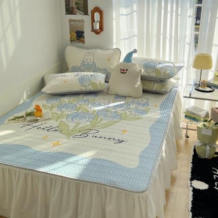 91家纺网 家纺一手货源 找家纺 （总）慕尚  2025新款凉感丝大版乳胶凉席床裙款床席款