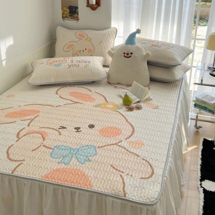 91家纺网 家纺一手货源 找家纺 （总）慕尚  2025新款凉感丝大版乳胶凉席床裙款床席款