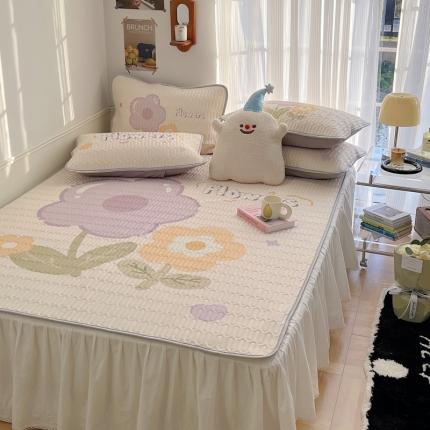 91家纺网 家纺一手货源 找家纺 （总）慕尚  2025新款凉感丝大版乳胶凉席床裙款床席款