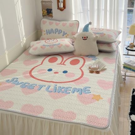 91家纺网 家纺一手货源 找家纺 （总）慕尚  2025新款凉感丝大版乳胶凉席床裙款床席款