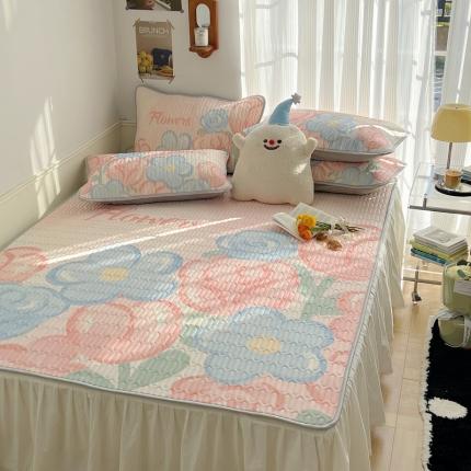 91家纺网 家纺一手货源 找家纺 （总）慕尚  2025新款凉感丝大版乳胶凉席床裙款床席款