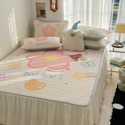 91家纺网 家纺一手货源 找家纺 （总）慕尚  2025新款凉感丝大版乳胶凉席床裙款床席款