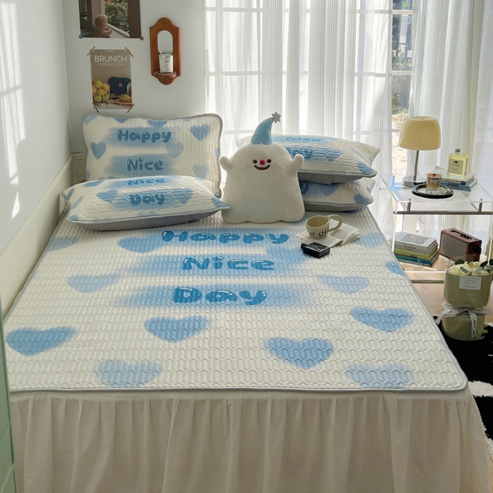 91家纺网 家纺一手货源 找家纺 （总）慕尚  2025新款凉感丝大版乳胶凉席床裙款床席款