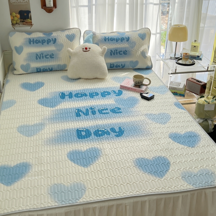 91家纺网 家纺一手货源 找家纺 （总）慕尚  2025新款凉感丝大版乳胶凉席床裙款床席款