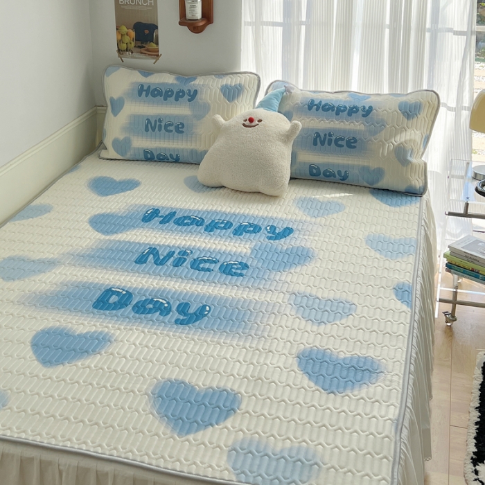 91家纺网 家纺一手货源 找家纺 （总）慕尚  2025新款凉感丝大版乳胶凉席床裙款床席款