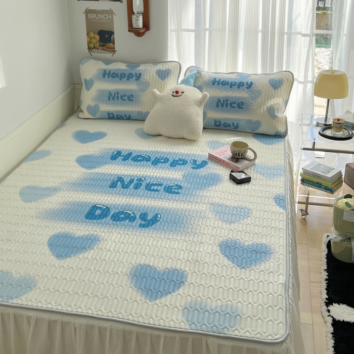 91家纺网 家纺一手货源 找家纺 （总）慕尚  2025新款凉感丝大版乳胶凉席床裙款床席款