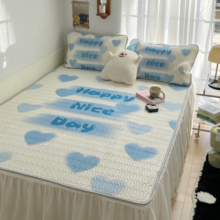 91家纺网 家纺一手货源 找家纺 （总）慕尚  2025新款凉感丝大版乳胶凉席床裙款床席款