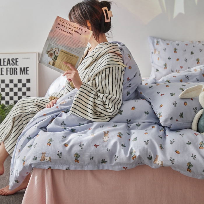 91家纺网 家纺一手货源 找家纺 （总）荣轩家居 2023新款A类全棉双层纱印花四件套