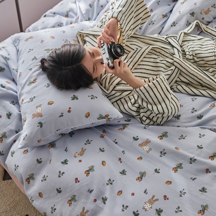 91家纺网 家纺一手货源 找家纺 （总）荣轩家居 2023新款A类全棉双层纱印花四件套