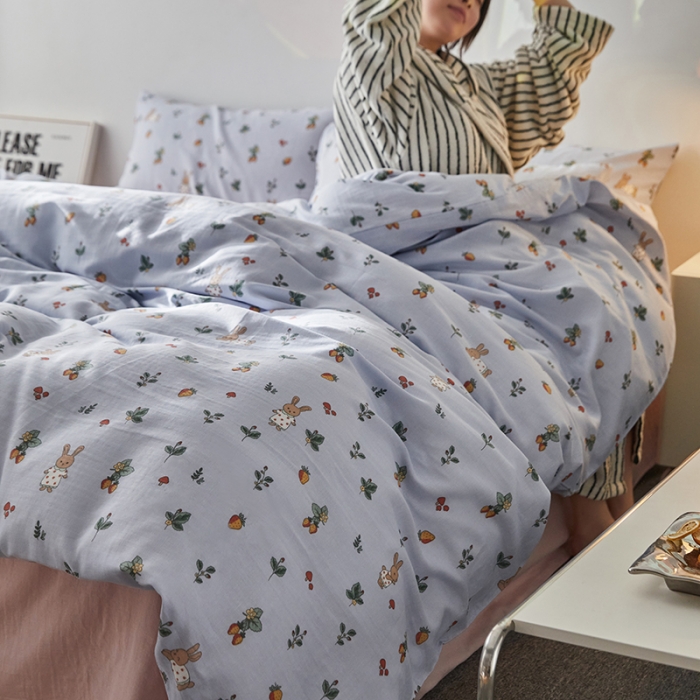 91家纺网 家纺一手货源 找家纺 （总）荣轩家居 2023新款A类全棉双层纱印花四件套