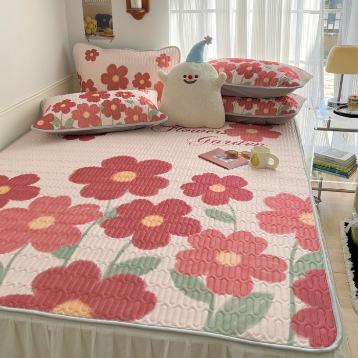 91家纺网 家纺一手货源 找家纺 慕尚  2025新款凉感丝大版乳胶凉席 花样绽放