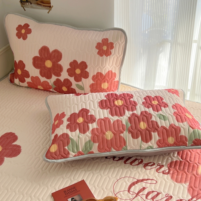 91家纺网 家纺一手货源 找家纺 慕尚  2025新款凉感丝大版乳胶凉席 花样绽放