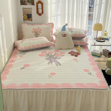 91家纺网 家纺一手货源 找家纺 慕尚  2025新款凉感丝大版乳胶凉席 莫奈