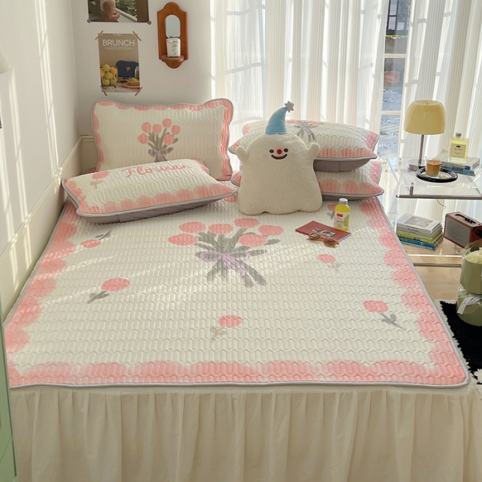 91家纺网 家纺一手货源 找家纺 慕尚  2025新款凉感丝大版乳胶凉席 莫奈