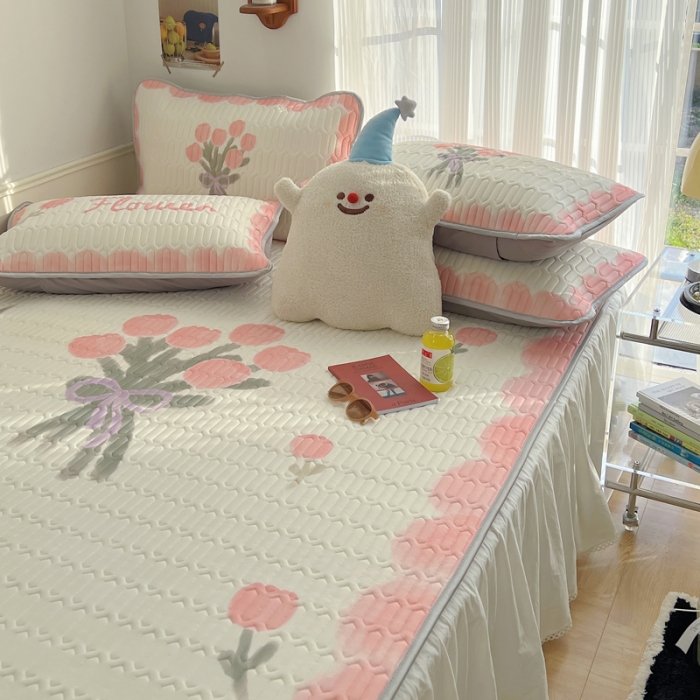 91家纺网 家纺一手货源 找家纺 慕尚  2025新款凉感丝大版乳胶凉席 莫奈