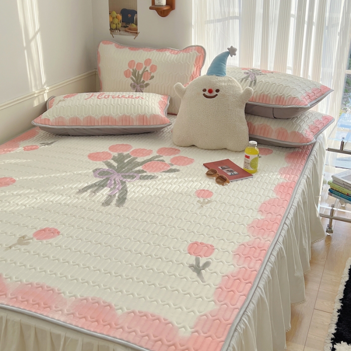 91家纺网 家纺一手货源 找家纺 慕尚  2025新款凉感丝大版乳胶凉席 莫奈