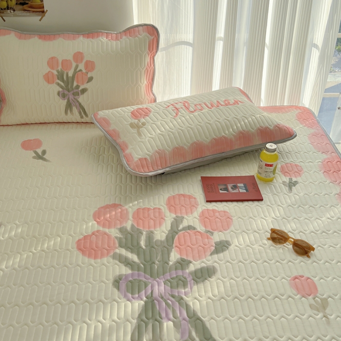 91家纺网 家纺一手货源 找家纺 慕尚  2025新款凉感丝大版乳胶凉席 莫奈