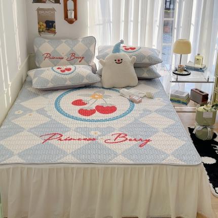 91家纺网 家纺一手货源 找家纺 慕尚  2025新款凉感丝大版乳胶凉席 轻奢草莓