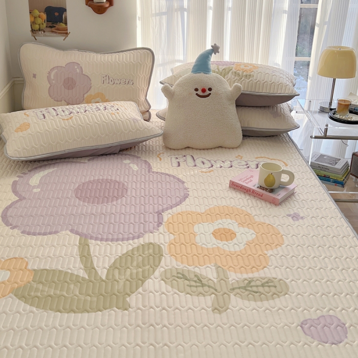 91家纺网 家纺一手货源 找家纺 慕尚  2025新款凉感丝大版乳胶凉席 莎莉