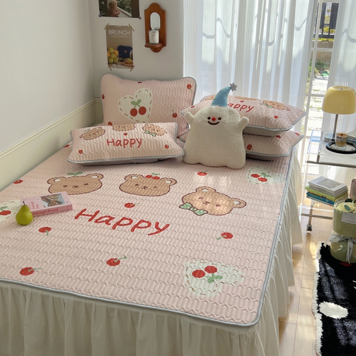 91家纺网 家纺一手货源 找家纺 慕尚  2025新款凉感丝大版乳胶凉席 维尼小熊