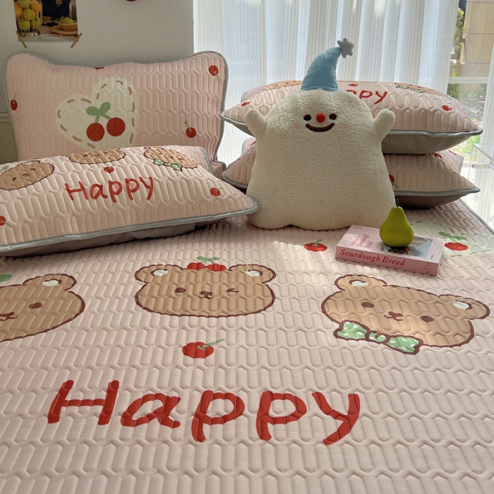 91家纺网 家纺一手货源 找家纺 慕尚  2025新款凉感丝大版乳胶凉席 维尼小熊