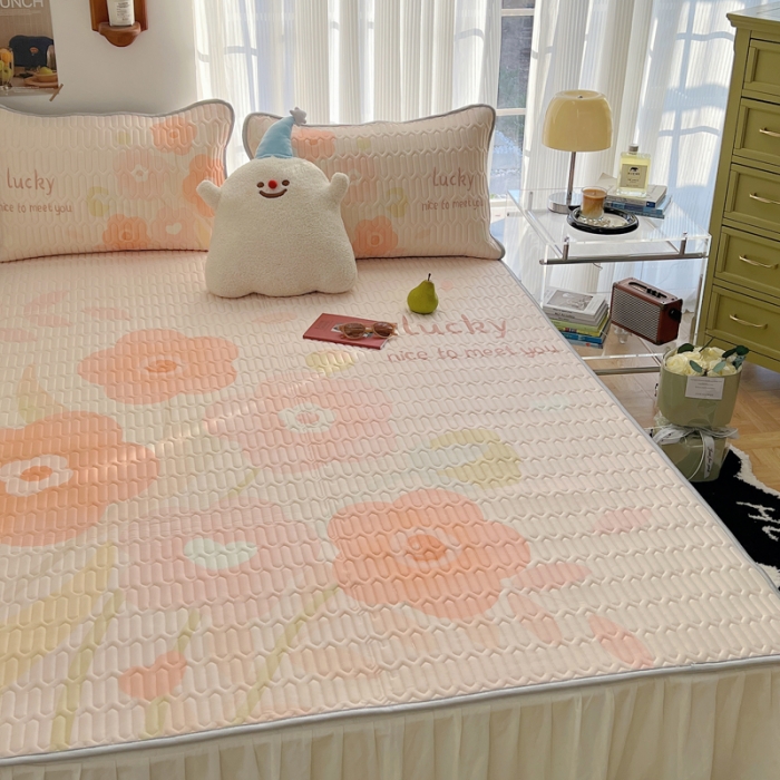 91家纺网 家纺一手货源 找家纺 慕尚  2025新款凉感丝大版乳胶凉席 小森物语