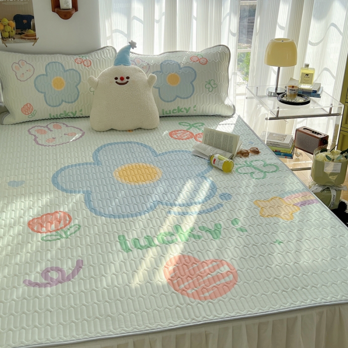 91家纺网 家纺一手货源 找家纺 慕尚  2025新款凉感丝大版乳胶凉席 幸运心