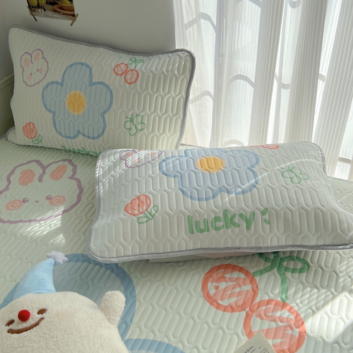 91家纺网 家纺一手货源 找家纺 慕尚  2025新款凉感丝大版乳胶凉席 幸运心