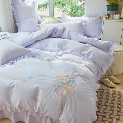 包小包 2024春夏直播新款韩版花熙系列臻丝棉四件套花熙浅紫提供买家秀