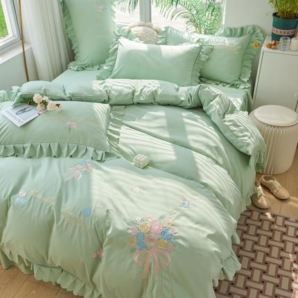 包小包2024春夏直播新款韩版花熙系列臻丝棉四件套花熙抹茶绿提供买家秀